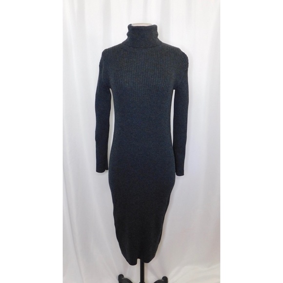 EVERLANE Wool Blend Ribbed Midi Dress Turtleneck Minimalist Preppy XX-Small XXS - Picture 3 of 16